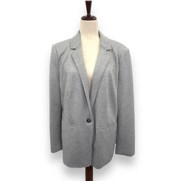 LOFT Jackets & Blazers - Ann Taylor Loft Blazer Size 16 Light Gray Chevron Knit Casual Career Suit Jacket